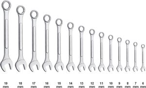 14-Piece Essential Metric Dual Purpose <strong>Combination</strong> <strong>Wrench</strong> Set in Roll-up Pouch, Metric Sizes 6mm - 19mm - Product Image 5