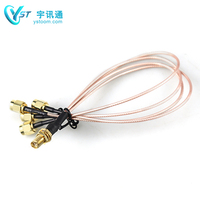 Kabel Coax RF Berkualitas Baik, Murah, Rendah Kehilangan Daya, Adaptor Female ke Dual TS9 Right Angle Male dengan SMA-Male ke Open End