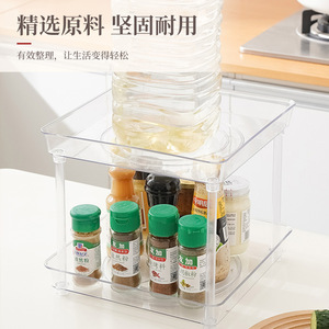 Rotating Storage Rack Transparent Plastic 2 Tier Spice Organizer Kitchen Storage Shelf For Food - Product Image 4