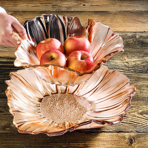 Elegant Gold Floral <b>Platter</b> Luxury Design for Serving and Display Handcrafted Gold Serving <b>Platter</b> - Product Image 1