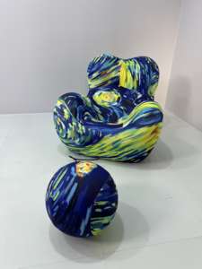 Ghế Sofa Gấu Lười Phong Cách Hiện Đại, Vải Sọc, Bọc Nệm Thoải Mái, Nội Thất Phòng Khách - Product Image 3