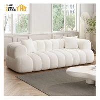 Tela blanca nórdica, tecnología de 4 plazas, sofá de tela, sala de estar, tres teclas de Piano Catproof, sofá Caterpillar, muebles para el hogar Linsy