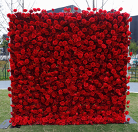 Panneau mural 3D en fleurs artificielles de roses en soie faites à la main, haute simulation, 8x8 pieds, pour mariage, Noël, Thanksgiving