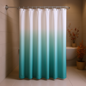 Rideau de douche Db Modern Ombre imprimé en tissu seersucker Aqua 72x72 en polyester et PVC pour hôtels - Product Image 2