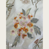 Tissu en velours brodé de style chinois, motif bambou et floral pour Qipao et robe Cheongsam améliorée