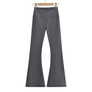 Fascia alta larga in pile caldo e morbido elastico <span class=keywords><strong>pantaloni</strong></span> a zampa d'elefante da donna - Product Image 6