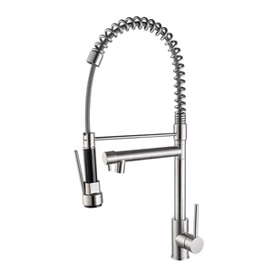 Robinet de cuisine froid et chaud rotatif à <span class=keywords><strong>double</strong></span> <span class=keywords><strong>sortie</strong></span> à ressort coulissant en acier inoxydable 304 - Product Image 1