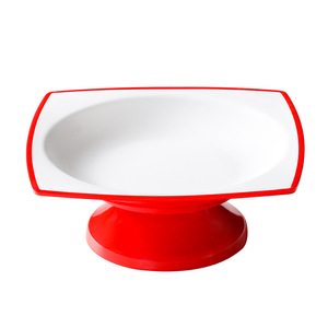 Square Melamine <b>Plate</b> Set For Hotel Restaurant Commercial Use With Red And Green Trim Dinner Soup Stir Fry <b>Plates</b> - Product Image 5