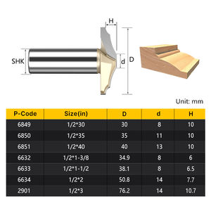 Huhao 1/2 Schacht Dubbele <span class=keywords><strong>Ogee</strong></span> Hout <span class=keywords><strong>Router</strong></span> Bit Wolfraam Cnc Houtbewerking Eindmolen Hout <span class=keywords><strong>Router</strong></span> Bit 6849 - Product Image 5