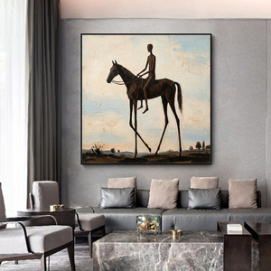 Peinture à l'huile originale sur toile, personnalisée et peinte à la main, représentant un homme et un cheval, pour <span class=keywords><strong>d</strong></span>écoration murale moderne, Meilleure œuvre <span class=keywords><strong>d</strong></span>'<span class=keywords><strong>art</strong></span> - Product Image 1