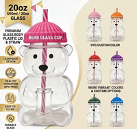 Offre Spéciale – Nouvelle Bouteille d'Eau en Verre Transparent en Forme d'Ours Mignon avec Couvercle en Silicone et Paille pour la Maison et la Restauration
