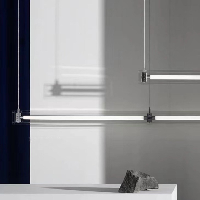 Minimalist Restaurant Bar Counter Long Glass Chandelier, Light Luxury Hotel Front Desk Studio Art Designer Lighting Fix