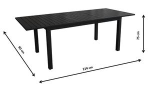 Tavolo esterno per <span class=keywords><strong>tutte</strong></span> <span class=keywords><strong>le</strong></span> stagioni in alluminio allungabile per 2-8 posti nero - Product Image 3