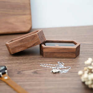Factory Sale Engraved Black Walnut Wooden Magnetic Lid <b>Earring</b> Ring Accessories Jewelry Storage <b>Box</b> - Product Image 5