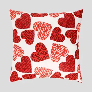 Housse de coussin décorative douce avec impression de cœur <span class=keywords><strong>rouge</strong></span> I LOVE YOU pour la Saint-Valentin, décoration de canapé à la maison - Product Image 1