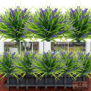 Herbe artificielle imitation lavande Sentai, herbe de printemps à 7 branches, décoration extérieure et intérieure, plante en plastique - Product Image 1