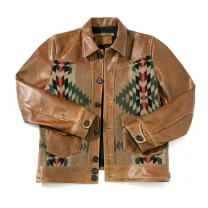 Spot – veste en cuir véritable pour homme, de haute qualité, en cire d'huile, style américain rétro, vente en gros