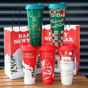 Nouvelle tasse de Noël pour thé au lait et café, couvercle jetable en PP épaissi, 500 pièces, tasse porte-bonheur de Noël - Product Image 1