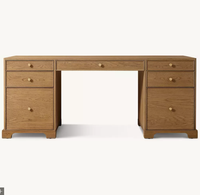 Bureau d'étude en chêne américain noir Genevieve avec tiroir, assemblé, pour bureau à domicile et salle d'étude