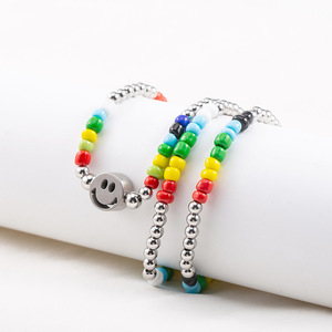 สร้อยคอหน้ายิ้มประดับลูกปัดสีรุ้งสไตล์ญี่ปุ่นเกาหลีสำหรับผู้หญิงเครื่องประดับแฟชั่น - Product Image 4