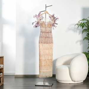<span class=keywords><strong>Abito</strong></span> da sera Sharon Said SS379 di lusso con piume e nappe, lilla, stile Dubai, lunghezza alla caviglia, <span class=keywords><strong>midi</strong></span>, formale, per matrimoni - Product Image 6