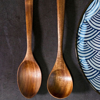 Cuillères à servir en bois massif, mini cuillères de cuisine pour le miel, la crème glacée, le café, le thé, la confiture, le miel