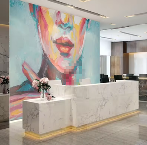 <span class=keywords><strong>Papier</strong></span> <span class=keywords><strong>peint</strong></span> amovible en vinyle mural d'art de <span class=keywords><strong>visage</strong></span> féminin coloré abstrait - Product Image 2