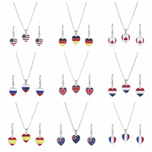 Nuovo Set di gioielli di moda bandiera con orecchini e collana pentagramma da regalare come regalo - Product Image 1