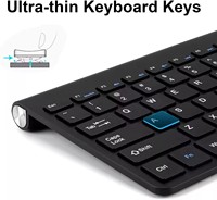 Kit de Mini Ratón y Teclado Inalámbrico Ultrafino 2.4G USB 1200 DPI Resistente al Agua para Gaming en Laptop/Escritorio