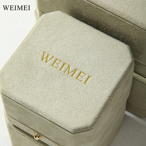 Boîte d'emballage de luxe WEIMEI en microfibre verte avec logo personnalisé, forme octogonale, avec éclairage LED pour bijoux, boucles d'oreilles, bracelets - Product Image 5