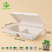 Sumkoka Contenants alimentaires à emporter 100% compostables et biodégradables 9x6, boîte à lunch jetable en bagasse de canne à sucre