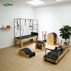 SAERDE Equipo <span class=keywords><strong>de</strong></span> Yoga y Pilates para Entrenamiento y Estiramiento en Casa: Reformer <span class=keywords><strong>de</strong></span> Madera con Escalera y Cubo - Product Image 1