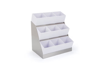 Support à trois niveaux en acrylique à 9 compartiments pour accessoires de café, boules de lait, sachets de sucre, pailles à thé