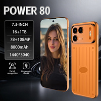 Téléphone portable Hot Power 80 Android 16, écran 7,3 pouces, batterie grande capacité 8800 mAh, 16+1 To, double SIM, emplacement carte TF, idéal pour le gaming, les voyages d'affaires et les activités de plein air