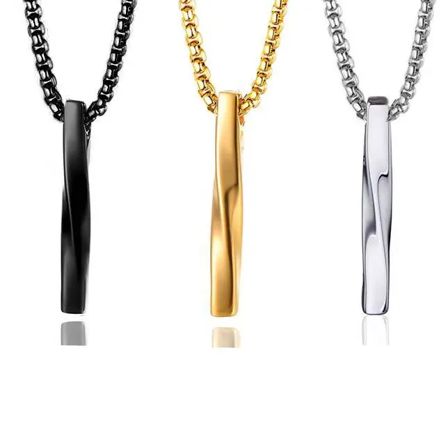 New Man Gold Silber Mann Minimalist Edelstahl Kette Halskette Spiral Rechteck Anhänger Halskette