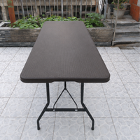 Table d'appoint pliable en plastique rotin de haute qualité, 6 pieds, pour camping et extérieur