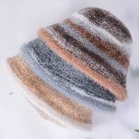 Casquettes seau à large bord avec logo personnalisé pour femmes épais classique feutré hiver impression fausse fourrure en peluche floue chapeaux de pêcheur dessin animé décontracté