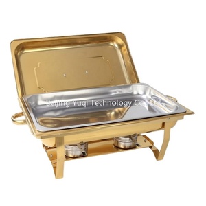 Plat de service pliable de luxe commercial entièrement doré 12L pour buffet de mariage à thème doré, café et réceptions VIP, chauffe-plats pour buffet de nourriture chaude - Product Image 5
