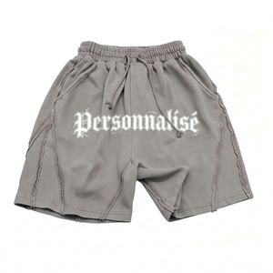 Shorts de sport athlétiques pour la course et la gym, taille élastique, vintage, délavés à l'acide, en coton, imprimés, pour hommes, style streetwear Y2K - Product Image 1