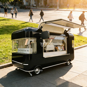 Remorque alimentaire compacte et incurvée avec grande fenêtre transparente, camion mobile de vente de boissons - Product Image 5