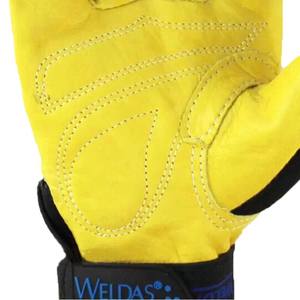 WELLAS 10-2680 Guantes mecánicos de cuero genuino a prueba de aceite a prueba de humedad con puño elástico <span class=keywords><strong>12</strong></span> pulgadas sin silicona amarillo - Product Image 5