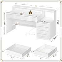Poste de travail de dortoir étudiant de qualité supérieure Table d'étude élégante Ports de charge pratiques Tiroirs de rangement Densité fabriquée par matériel de qualité supérieure