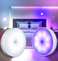 Lampu Malam LED Tujuh Warna Bahan ABS Cerdas Sensor Magnet Induksi Gerak Tempat Tidur Dapat Diredupkan USB Dapat Diisi Ulang untuk Kamar Tidur