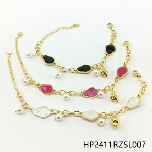 Bracciale in acciaio inox bicolore per donna moda abbigliamento quotidiano gioielli e braccialetti di perle - Product Image 1