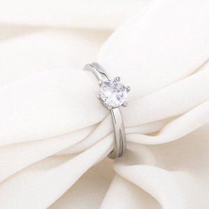 Diamond <b>Ring</b> Round Brilliant Cut <b>Titanium</b> Steel Engagement Jewelry Geometric Design XYR0072 - Product Image 4