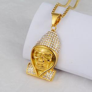 Hip Hop à <span class=keywords><strong>la</strong></span> mode gothique <span class=keywords><strong>mort</strong></span> rempli plaqué or étanche sans ternissement en acier inoxydable mode bijoux pendentif collier homme mâle - Product Image 3