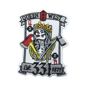 Queen west poker Patch besi di Untuk jaket tengkorak bermain kartu sepeda motor jaket rompi pengendara sepeda bordir Patch besi di