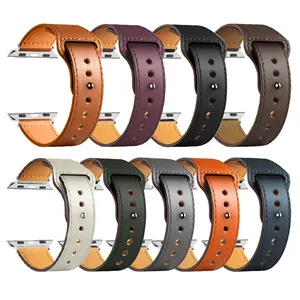 Custom Reverse Buckle Cowhide Genuine Leather Watch Strap Band For Apple iWatch Ultra 8 7 6 5 4 3 2 1