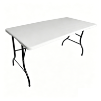 Table à manger pliable rectangulaire en plastique blanc portable de 6 pieds pour la maison moderne, les mariages, les banquets, les hôtels et les restaurants