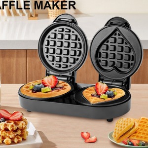 <b>Waffle</b> <b>Maker</b> 850 Double Electric Non-Stick Heart And Round Shape For Breakfast Baking - Product Image 2